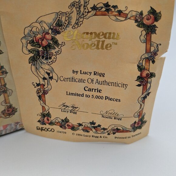 Chapeau Noelle by Lucy Rigg Carrie Bear Figurine 1994, Limited Edition - Picture 8 of 10